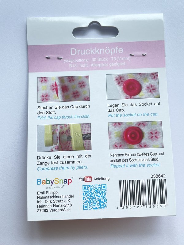 BabySnap T3 Druckknöpfe rosa matt